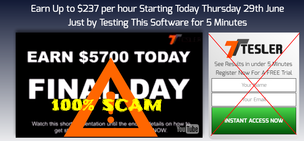 tesla app scam