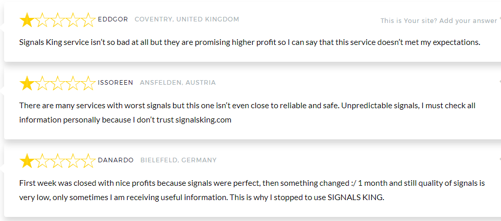 SIGNALS KING testimonial