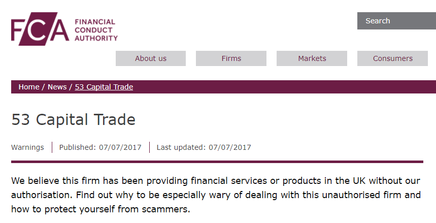 fca warning on 53 capital trade