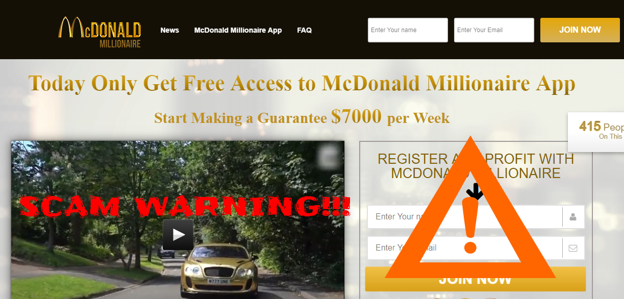 mcdonalds millionaire scam