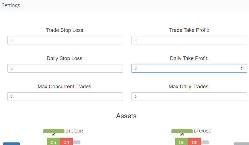 Bitcoin TradeRobot settings