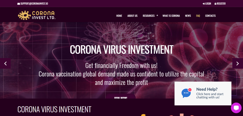 Coronainvest Home image