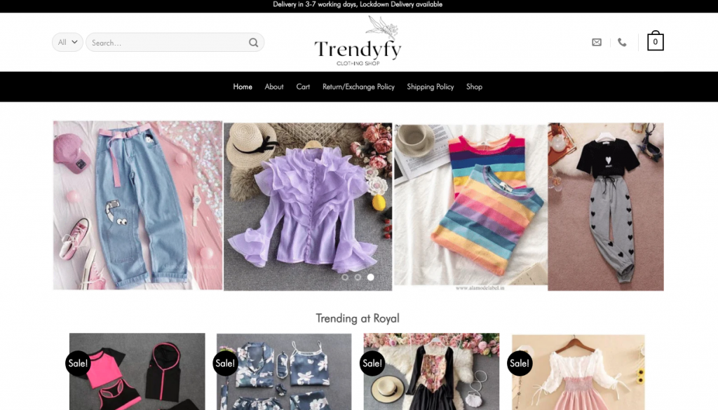 Trendyfy Clothing Homepage