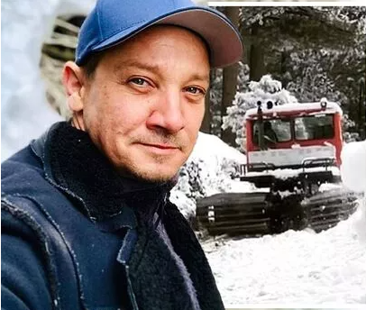 Jeremy Renner in his snowy home