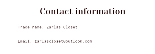 zarlacloset.com contact information